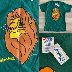 NWT Vintage Disney USA Made 90s Green The Lion King Simba Graphic Print Kids M